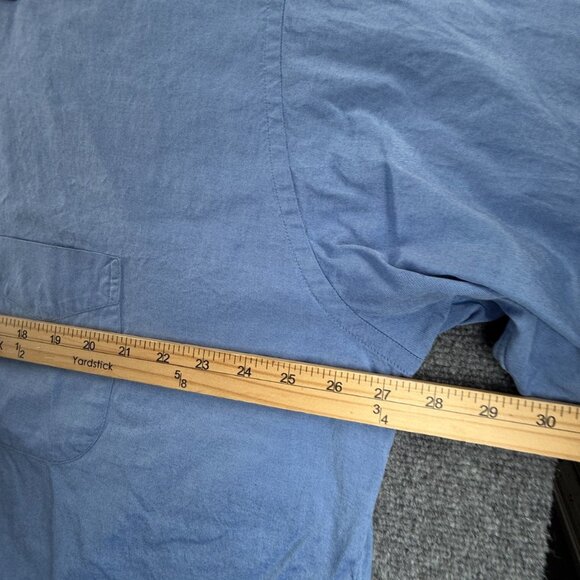 Gitman Bros Contrast Collar Cotton 18 36 Blue Men Shirt Solid Long Sleeve Pocket - Picture 8 of 13